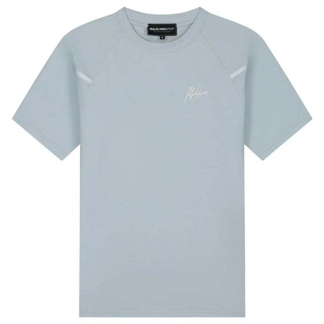 Malelions Sport Counter T-Shirt in Light Blue met logo op de borst, vooraanzicht