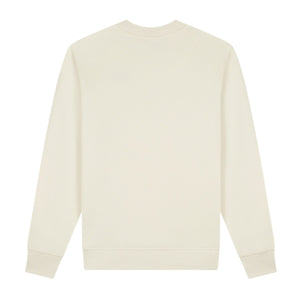 Achterzijde van de ecru Malelions Sport raglan sweater met ribboorden