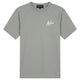 Malelions Sport raglan T-shirt in grijsgroen met wit logo, vooraanzicht