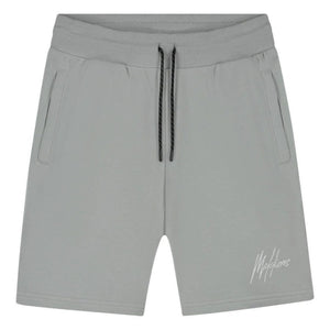 Malelions Sport short in grijs met trekkoord en wit logo, vooraanzicht