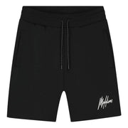 Malelions Sport short in zwart met trekkoord en wit logo, vooraanzicht