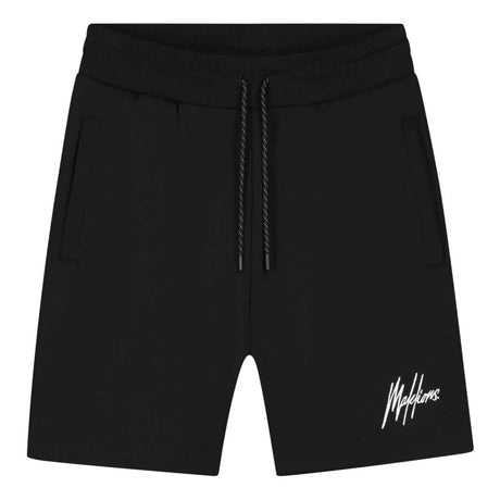 Malelions Sport short in zwart met trekkoord en wit logo, vooraanzicht