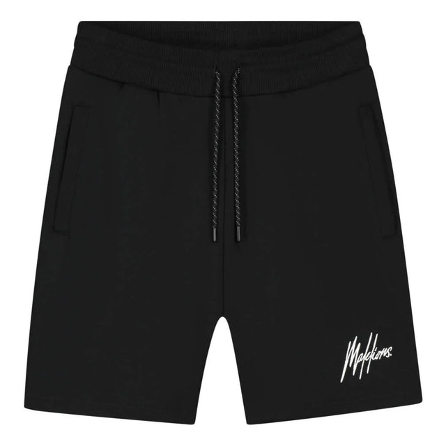Malelions Sport short in zwart met trekkoord en wit logo, vooraanzicht