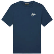 Malelions Sport T-shirt voor heren in donkerblauw met wit logo op de borst