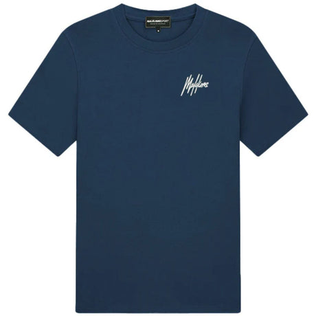 Malelions Sport T-shirt voor heren in donkerblauw met wit logo op de borst
