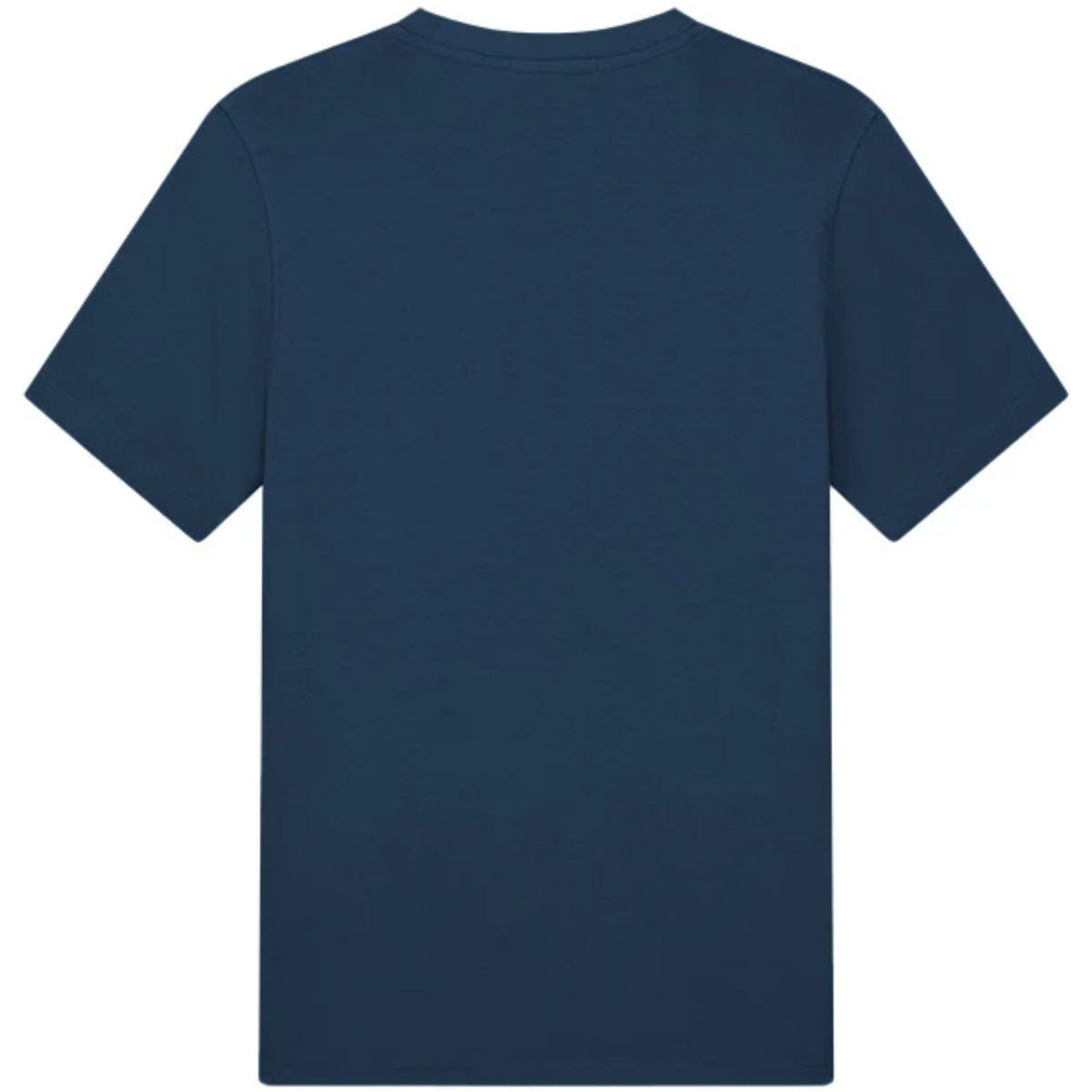 Achterzijde van het donkerblauwe Malelions Sport T-shirt met ronde hals, effen