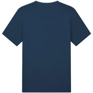 Achterzijde van het donkerblauwe Malelions Sport T-shirt met ronde hals, effen