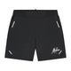 Vooraanzicht van de zwarte Malelions Sport Pique Shorts met wit logo op de rechterpijp
