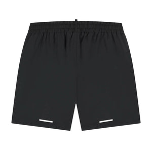 Achterkant van de zwarte Malelions Sport Pique Shorts met reflecterende streepjes