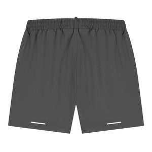 Achterkant van de donkergrijze Malelions Sport Pique Shorts met elastische tailleband
