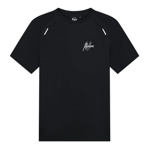 Malelions Sport Pique T-shirt in Black, vooraanzicht met wit borstlogo