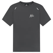 Donkergrijs Malelions Sport pique T-shirt met ronde hals en logo op de borst