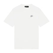 Malelions Sport T-shirt voor heren in gebroken wit, vooraanzicht met klein logo