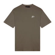 Malelions Sport Regular Running T-Shirt in Khaki, plat vooraanzicht in olijftint