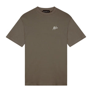 Malelions Sport Regular Running T-Shirt in Khaki, plat vooraanzicht in olijftint