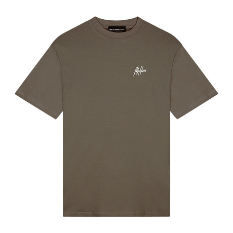 Malelions Sport Regular Running T-Shirt in Khaki, plat vooraanzicht in olijftint