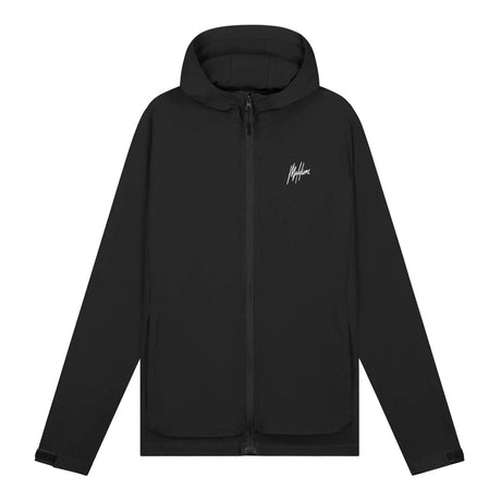 Malelions Sport running jack voor heren in zwart met capuchon, vooraanzicht met rits