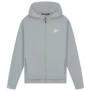 Malelions Sport Running Jacket in Khaki, vooraanzicht in licht steengrijs met wit borstlogo