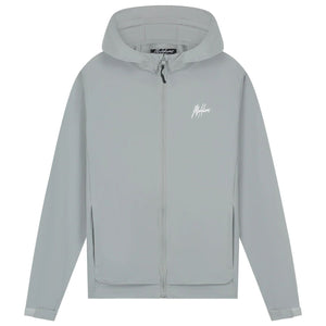 Malelions Sport Running Jacket in Khaki, vooraanzicht in licht steengrijs met wit borstlogo