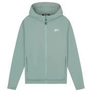 Malelions Sport Running Jacket in Green, vooraanzicht met rits en wit borstlogo