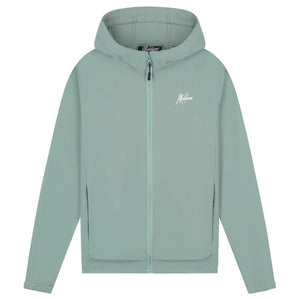 Malelions Sport Running Jacket in Green, vooraanzicht met rits en wit borstlogo