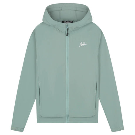 Malelions Sport Running Jacket in Green, vooraanzicht met rits en wit borstlogo