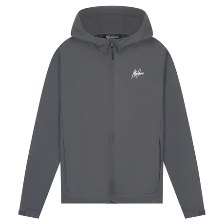 Malelions Sport running jack voor heren in donkergrijs met capuchon, vooraanzicht