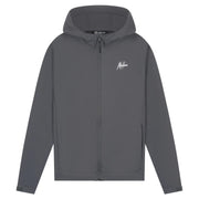 Malelions Sport Running Jacket in Antra, vooraanzicht met capuchon en wit borstlogo