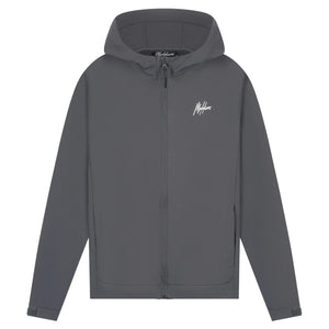Malelions Sport Running Jacket in Antra, vooraanzicht met capuchon en wit borstlogo