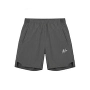 Malelions Sport hardloopshort voor heren in donkergrijs, plat vooraanzicht