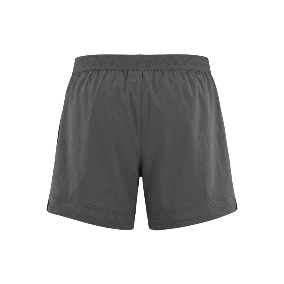 Achterzijde van de donkergrijze Malelions Sport hardloopshort