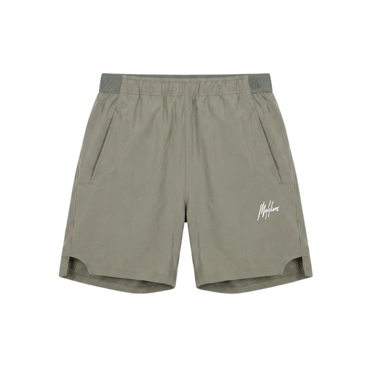 Malelions Sport hardloopshort voor heren in olijfgroen, vooraanzicht