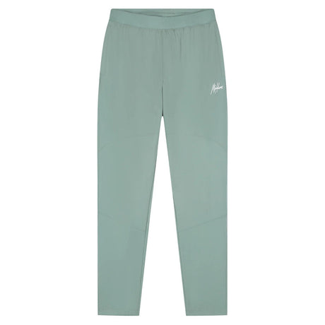 Malelions Sport Running Trackpants in Green, vooraanzicht met wit logo