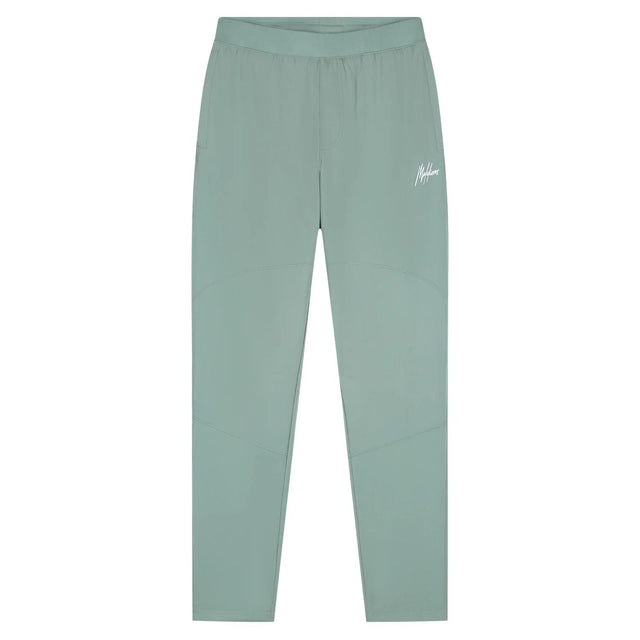 Malelions Sport Running Trackpants in Green, vooraanzicht met wit logo