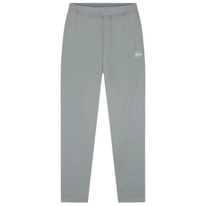 Malelions Sport running trackpants voor heren in grijsblauw, vooraanzicht met logo