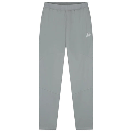 Malelions Sport running trackpants voor heren in grijsblauw, vooraanzicht met logo
