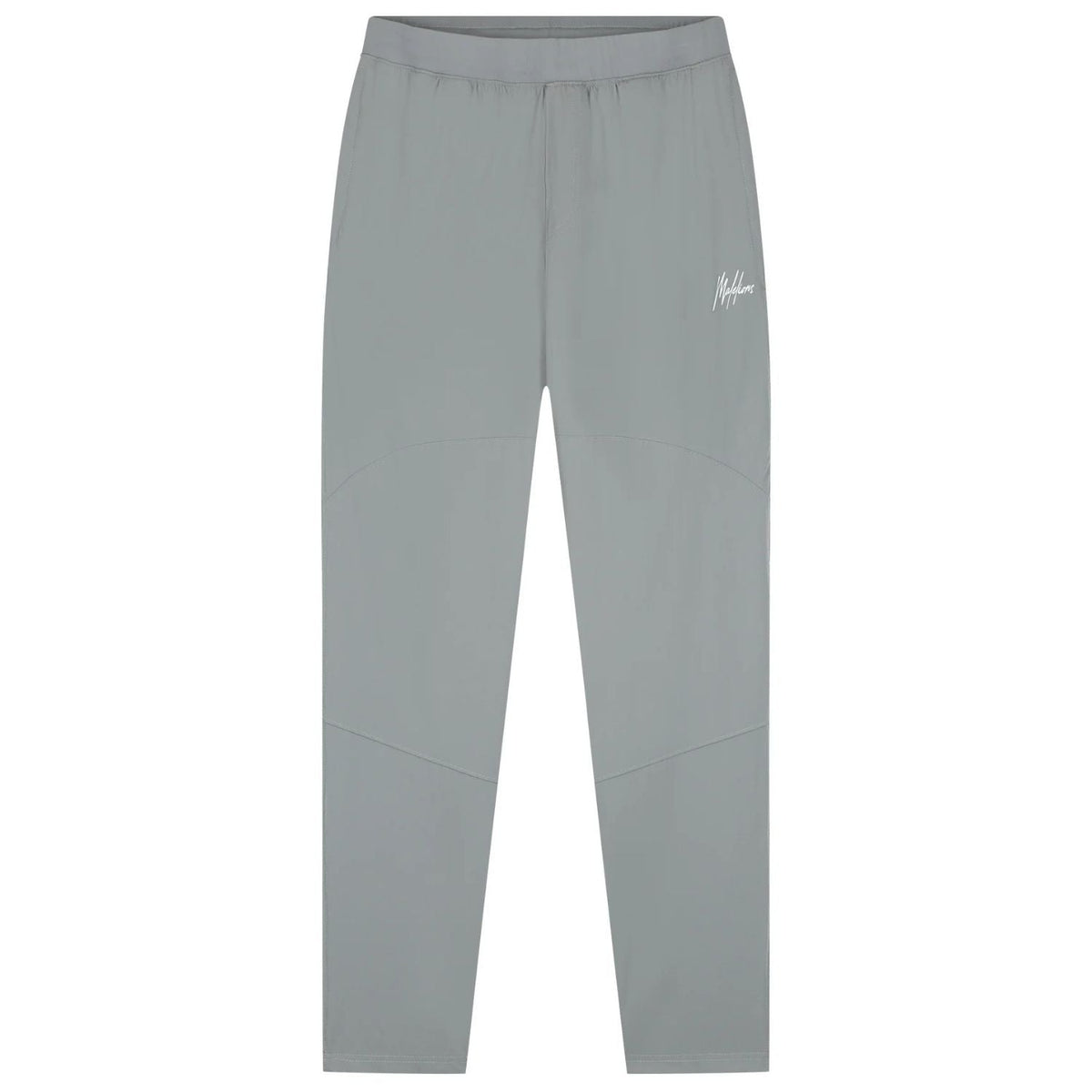 Malelions Sport Running Trackpants in Khaki, vooraanzicht in licht steengrijs met wit logo