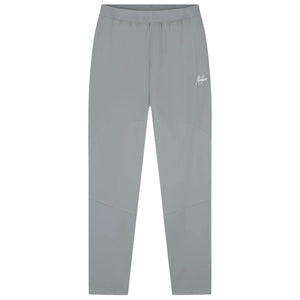 Malelions Sport Running Trackpants in Khaki, vooraanzicht in licht steengrijs met wit logo