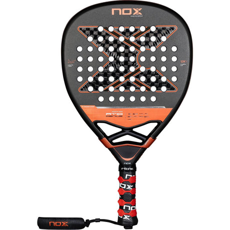 NOX AT10 Genius Attack 12K padelracket in grijs met koperoranje rand, vooraanzicht