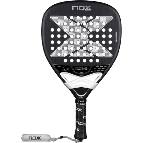 NOX At10 Genius Attack 18K 2026 padelracket in zwart met zilver, vooraanzicht