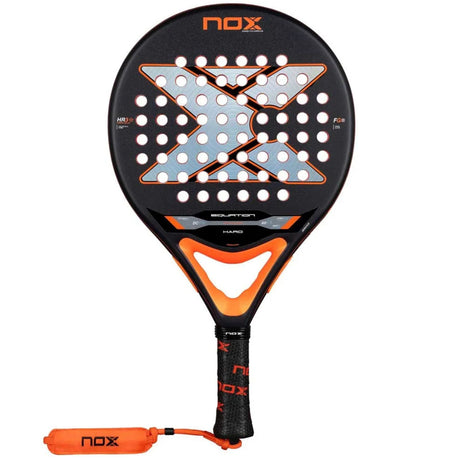 NOX Equation Hard Advanced 2026 padelracket in zwart met oranje, vooraanzicht