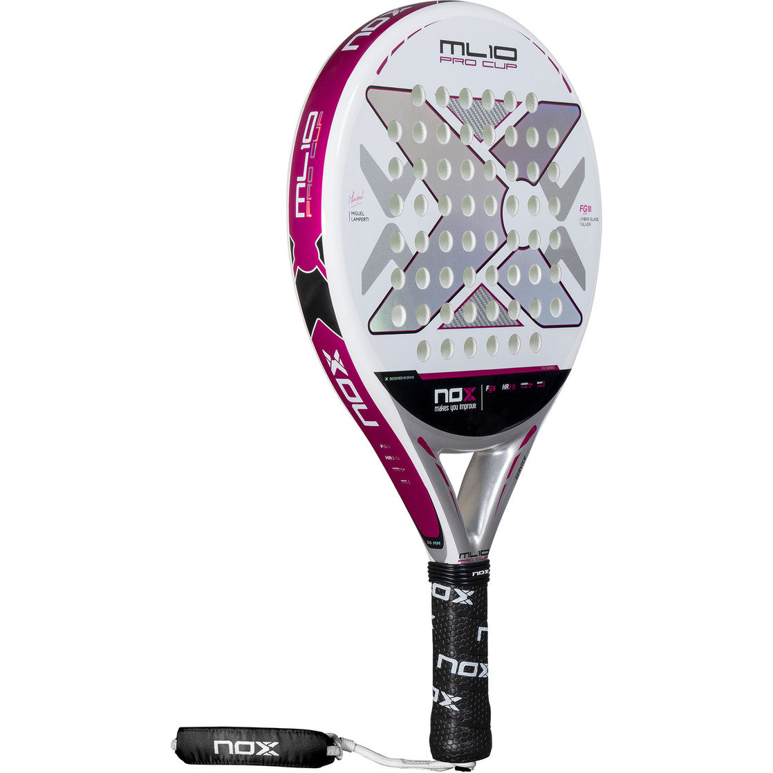 NOX ML10 Pro Cup Light 2025 schuin vooraanzicht, ronde vorm in wit en roze