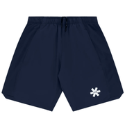 Vooraanzicht van de donkerblauwe Osaka Men Training Short met wit sterlogo op de pijp