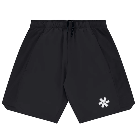 Vooraanzicht van de zwarte Osaka Men Training Short met wit sterlogo en trekkoord
