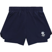 Vooraanzicht van de donkerblauwe Osaka Shorts met ingestikte binnenbroek en sterlogo