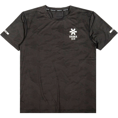 Vooraanzicht van het zwarte Osaka T-Shirt Training met camoprint en wit sterlogo