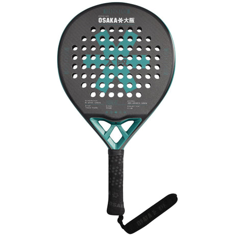 Osaka Vision Pro Control Teal padelracket in donkergrijs met turquoise ster, vooraanzicht