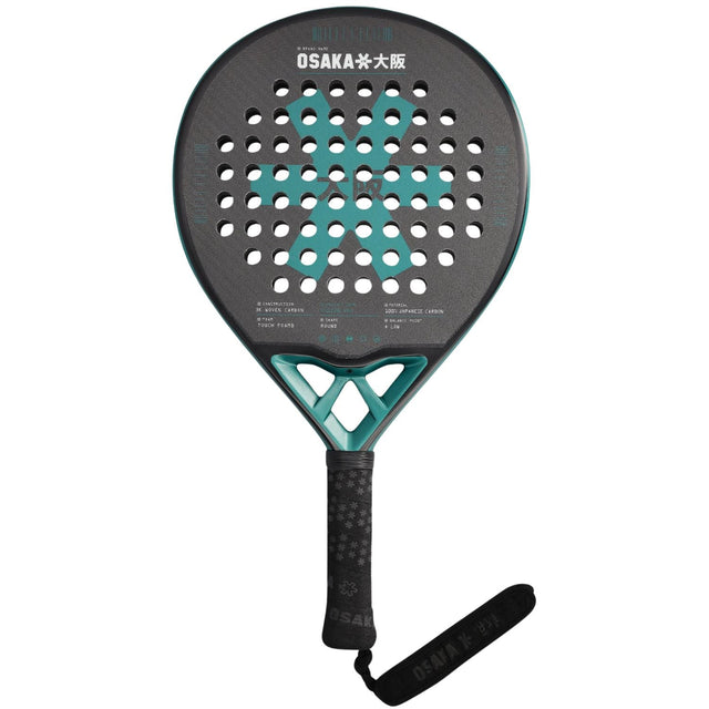 Osaka Vision Pro Control Teal padelracket in donkergrijs met turquoise ster, vooraanzicht