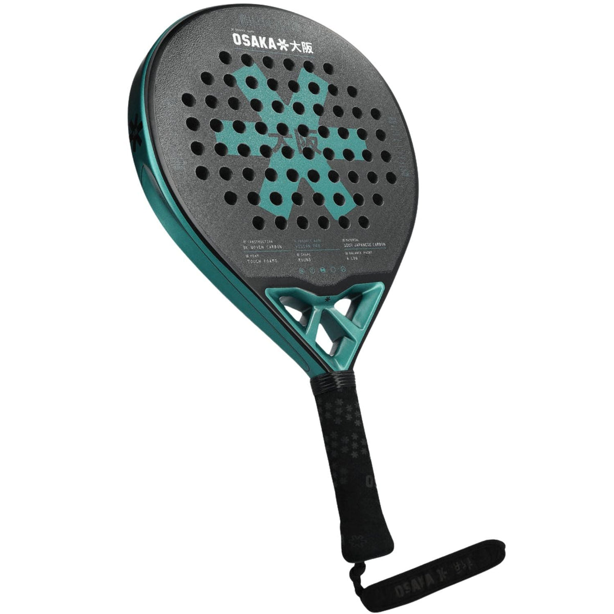 Osaka Vision Pro Control Teal schuin vooraanzicht, ronde vorm in grijs met turquoise