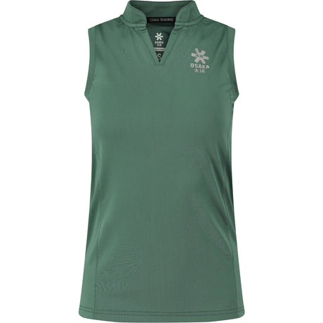 Vooraanzicht van de groene Osaka Women Court Tank Top met opstaande V-kraag en sterlogo